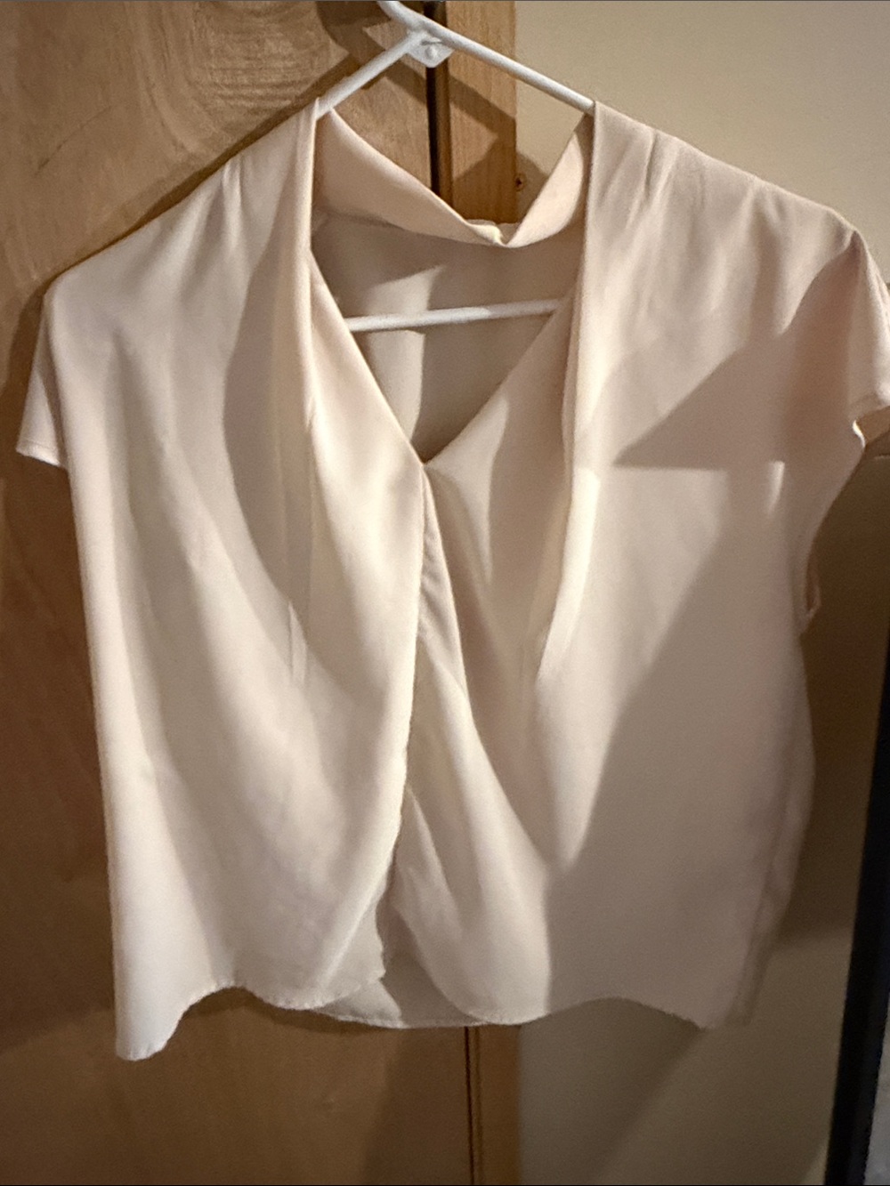 Women's Cream Draped V-Neck Blouse